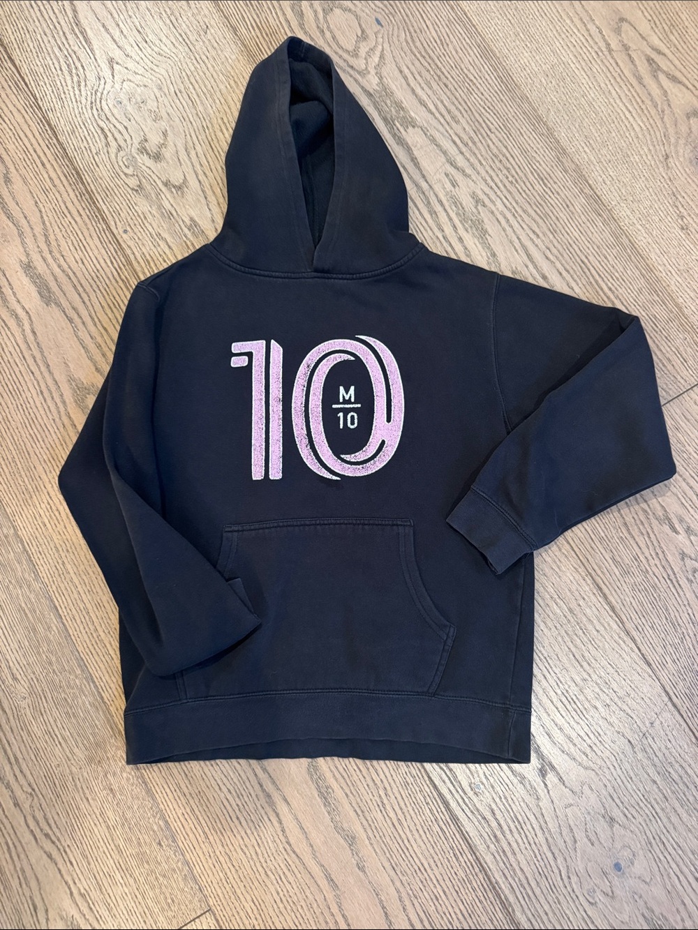 Kids Messie Black Hoodie with Pink 10 Graphic